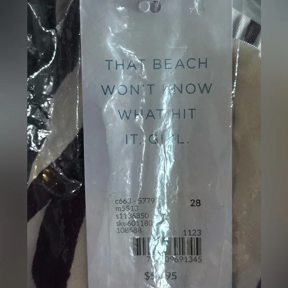 Lane Bryant zebra stripe side slit swim skirt, super plus sizes - Picture 7 of 13